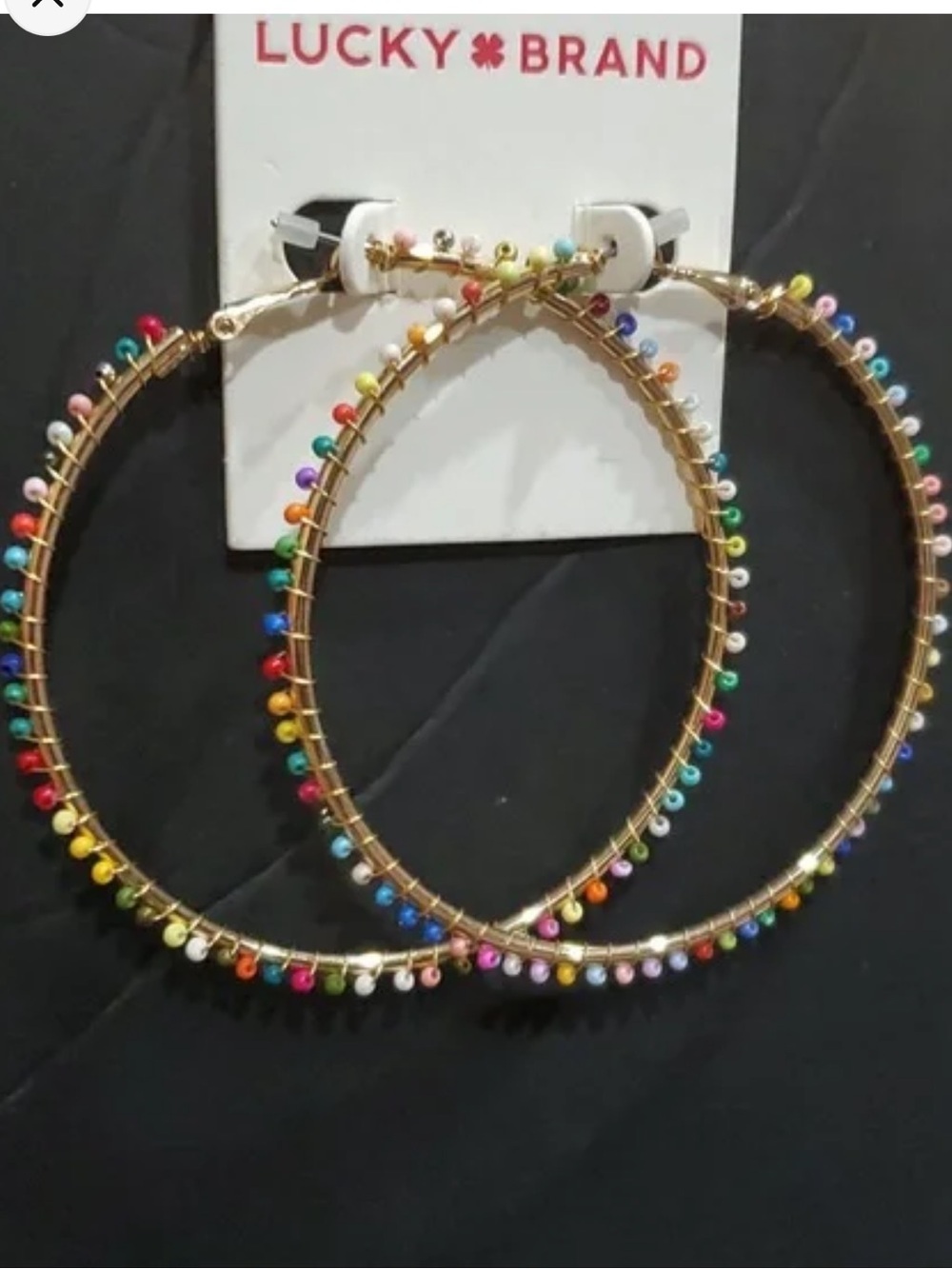 Lucky Brand multi-colored beaded hoop circle earrings brand new party,festival❤️